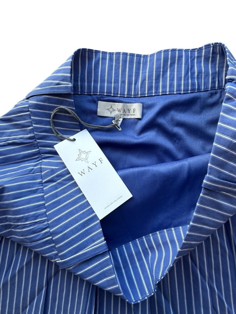 WAYF Blue Pinstripe Pleated Mini Skirt NWT High Rise Tennis Style Size M